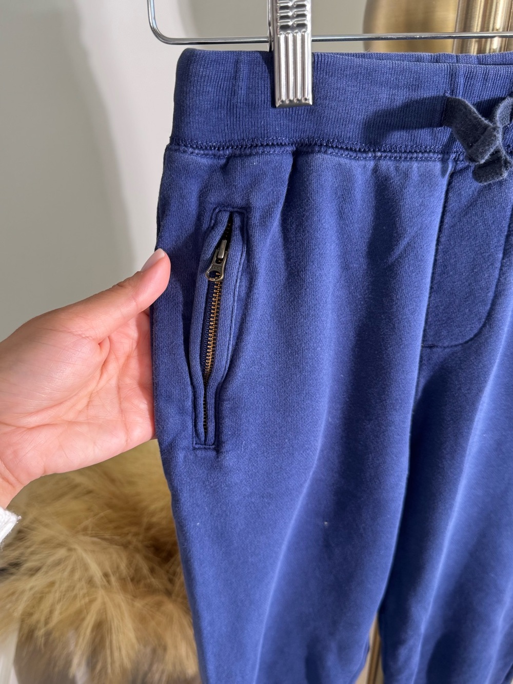 J. Crew Crewcuts Boys Slim Zip-Pocket Sweatpants - Navy Blue | 10 - Picture 3 of 5